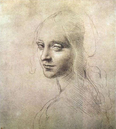 LEONARDO da Vinci Head of a girl oil painting image